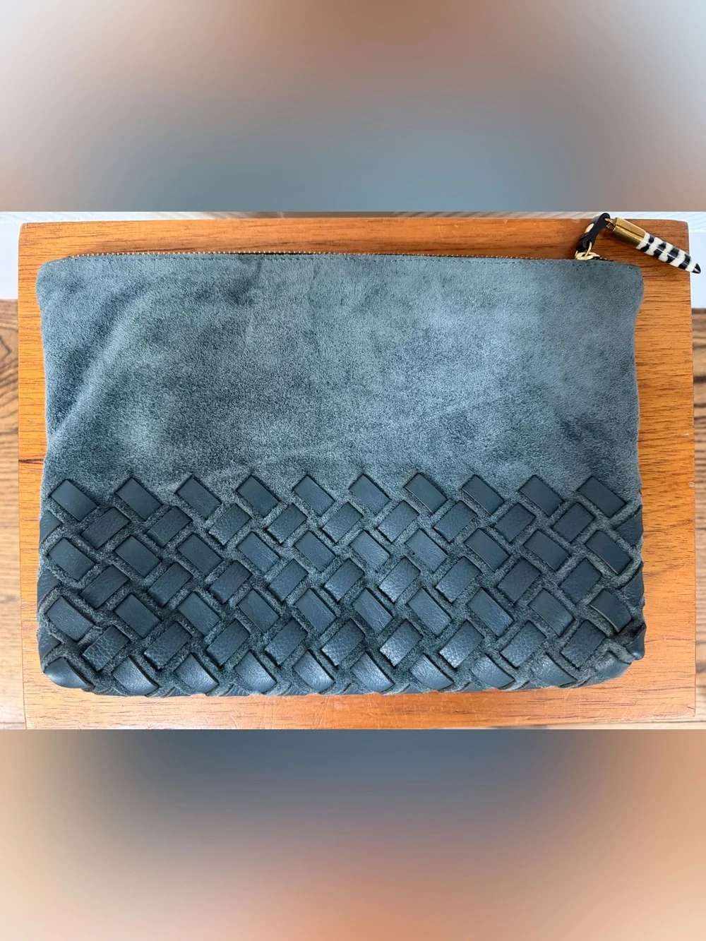 Kempton & Co Suede Cross Weave Medium Pouch